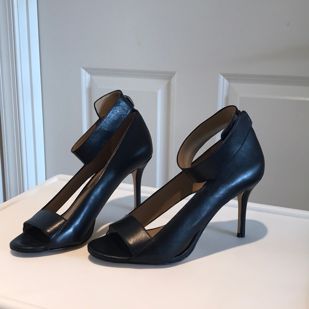 Women’s Black Open-Toe Ankle-Strap Heels
